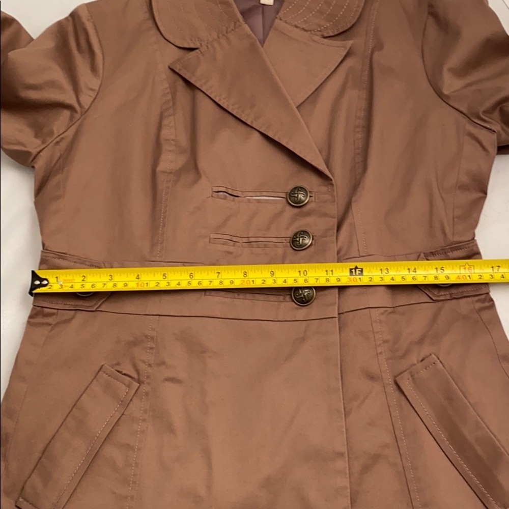Jolt Y2K tan latte fitted double breasted military style trench coat L - Picture 8 of 10